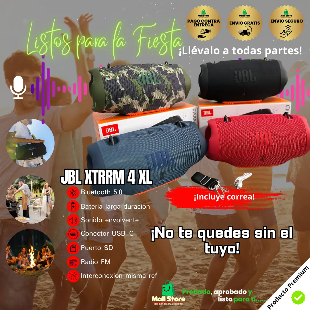 Parlante Xtrmm4 XL 🔊 Sonido Potente 360° + Bluetooth 🎉 ¡Lleva la fiesta! Envío Gratis 😮